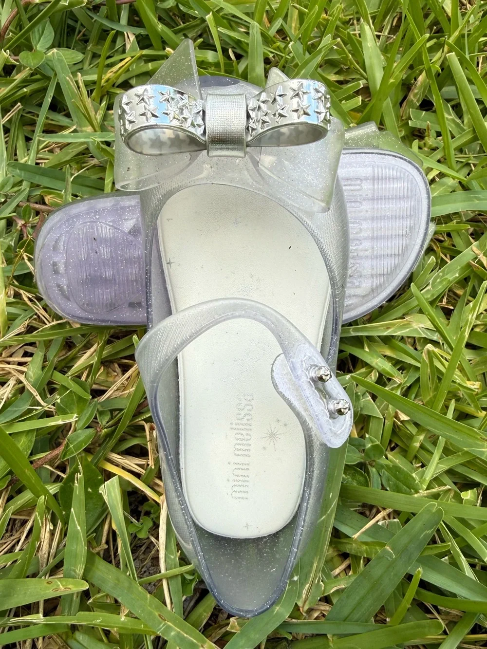 Mini Melissa Silver Bow Mary Jane Shoes for Girls
